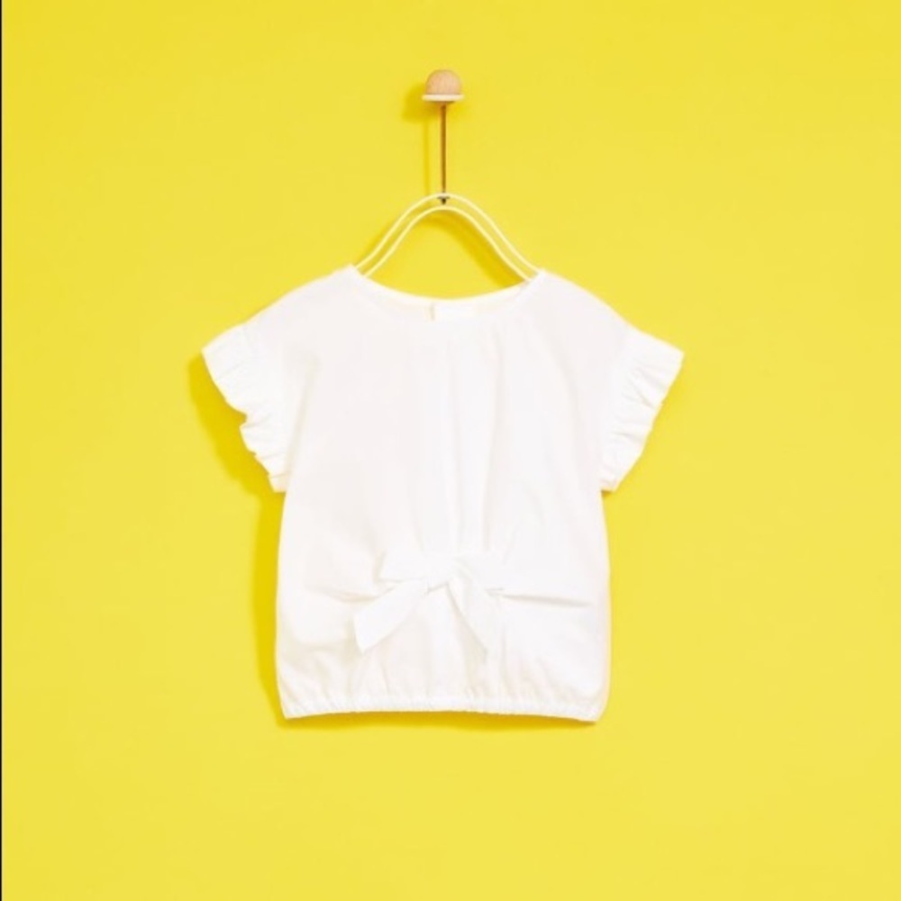Zara Toddler Girl Bow Back Top 2–3T White Flutter Sleeve Shirt NWT